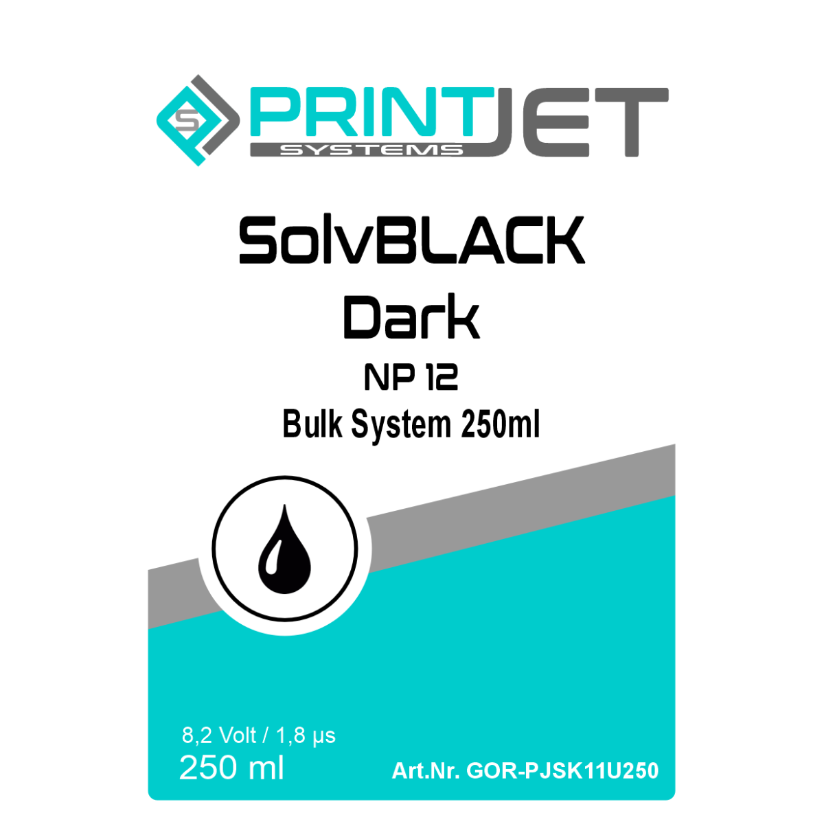 SolvBlack Dark - NP12 Solventtinte für Poröse Materialien bulk ink system 250ml