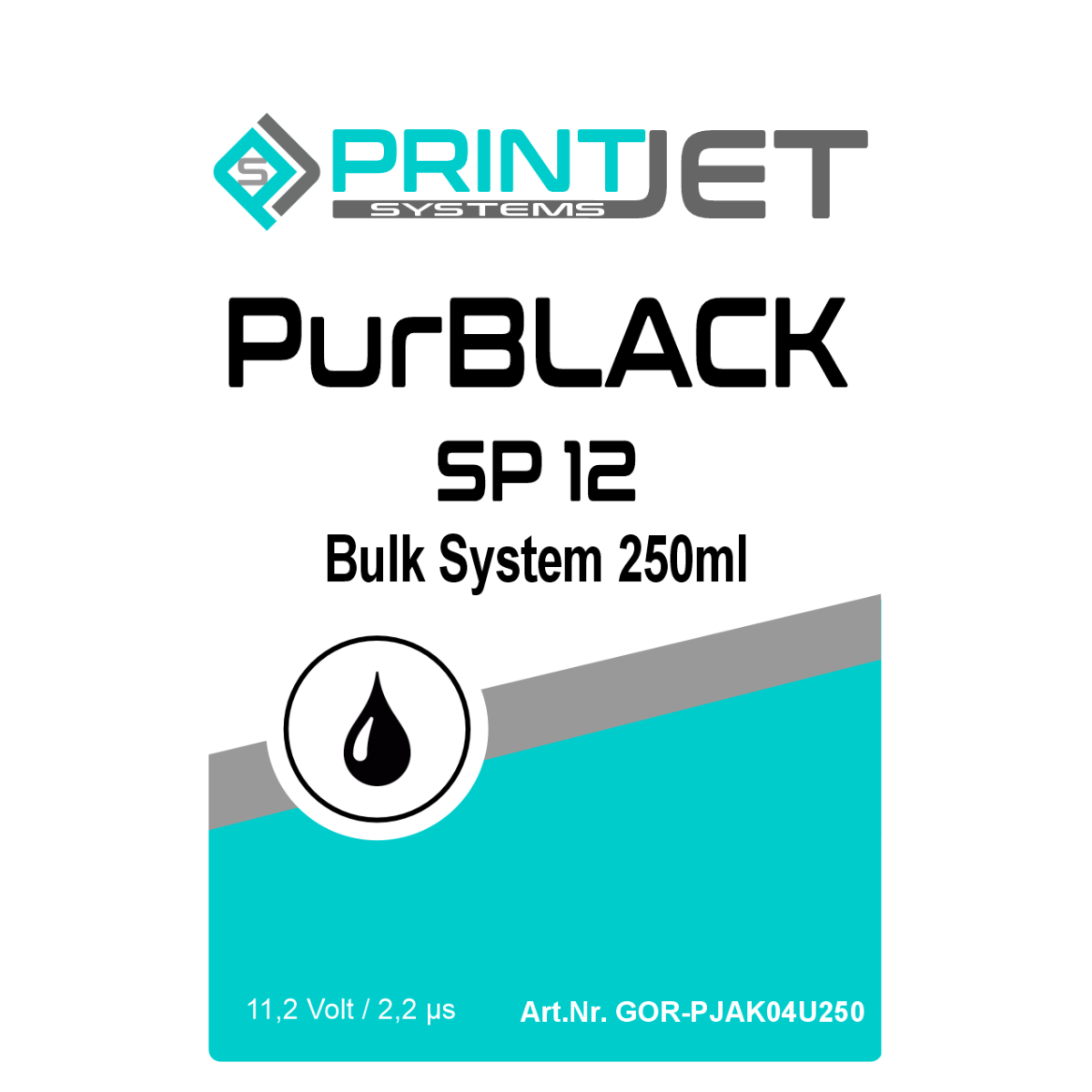 PurBlack - SP 12 Wasserbasis Tinte für Saugende Oberflächen Bulk System 250ml