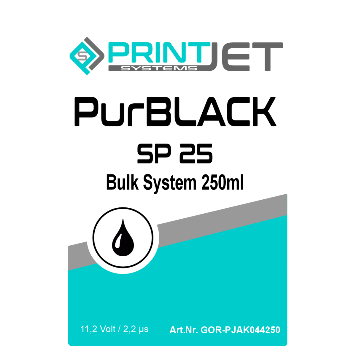 PurBlack - SP 25 Wasserbasis Tinte für Saugende Oberflächen Bulk System 250ml